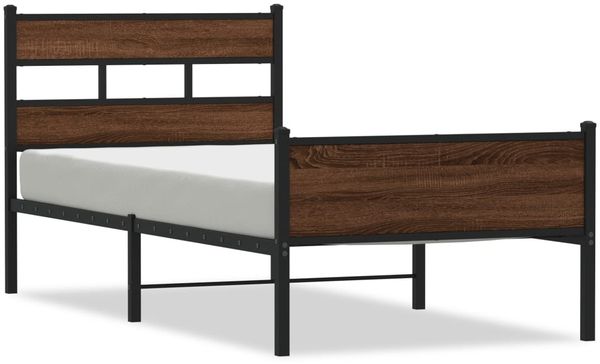 Einzelbettgestell Design für Erwachsene ohne Matratze Braun Eiche 90x200 cm Holzwerkstoff d4200e