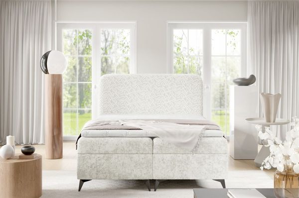 Boxspringbett Schlafzimmerbett TRIANA 160x200cm Stoff Trenza Creme