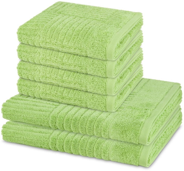 Ross Carre 6 tlg. Frottier-Set - 4 X Handtuch (50 X 100cm), 2 X Duschtuch (70 X 140cm) - 520 - Kiwi