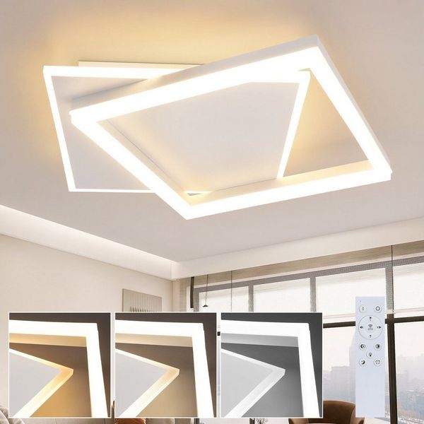 Nettlife LED Deckenleuchte 44W Deckenleuchte Schwarz 2 Quadrat, Augenschutz, LED fest integriert, Warmweiß, Neutralweiß, Kaltweiß, für Wohnzimmer Büro Arbeitszimmer Studio Kinderzimmer