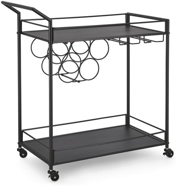 Servierwagen Cassil aus Metall, klassisch, schwarz, eckiges Design, mit Rollen für flexibles Servieren