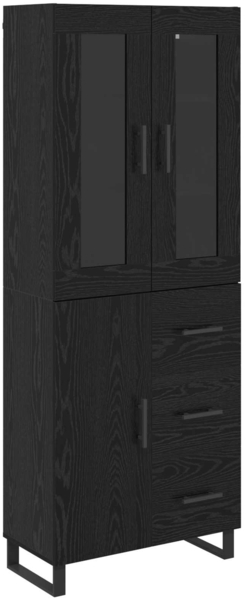 vidaXL Highboard 2 pcs Schwarz Eichen-Optik Engineered Wood und Glas 3416134