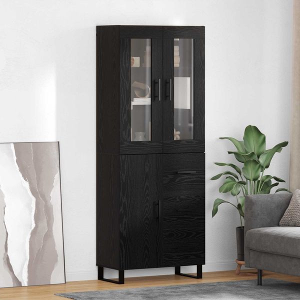 vidaXL Highboard 2 pcs Schwarz Eichen-Optik Engineered Wood und Glas 3416134
