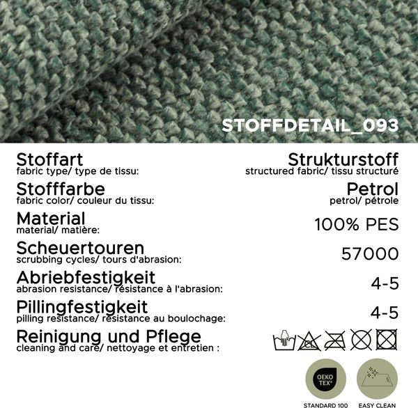 Ecksofa (B/H/T: 308x90x186 cm) in Petrol Bild 5