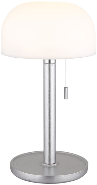 LED Außen Tischleuchte, IP44, Bambus, silber, Zugschalter