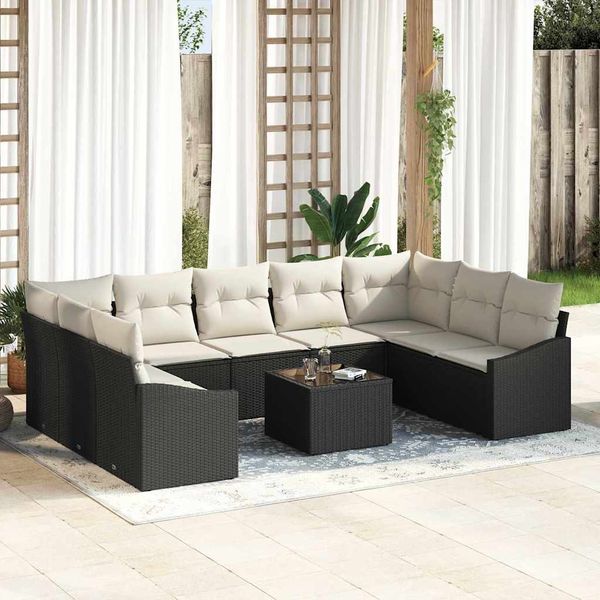 vidaXL Gartensofa-set mit Speicher Braun und Creme Poly-Rattan 3355556