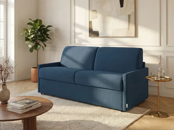 Schlafsofa 3-Sitzer CALIFE - Stoff - Marineblau - Liegefläche: 140 cm - Matratzenhöhe: 22 cm