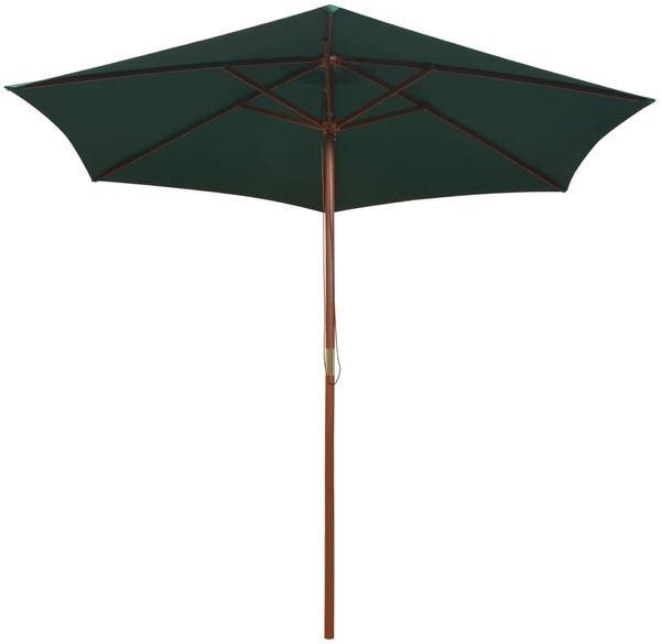 Sonnenschirm, Terrassenschirm 270x270 cm Holzmast Grün