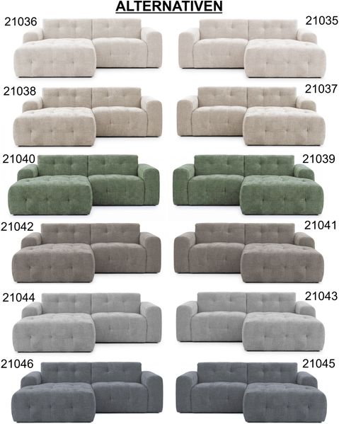 luma-home Modernes Ecksofa mit Ottomane rechts, markante Steppungen, Chenille in Sand Grau, 234 x 161 x 79 cm Bild 9