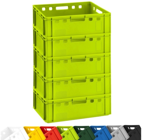 5x Fleischkiste E2 Fleischerkiste Eurobox 60x40x20cm lebensmittelecht, robust, stapelbar | Lagerkisten, Stapelkisten, Metzgerkiste Made in Germany