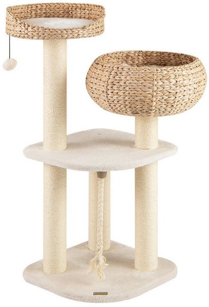COSTWAY Kratzbaum, Katzenbaum, mit Sitzstange, Korb, Ball, 104cm hoch
