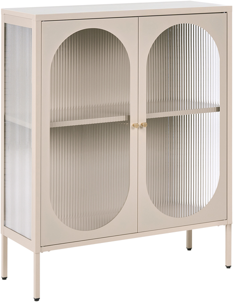 Sideboard mit Glastüren SARRE Metall 90 cm Beige