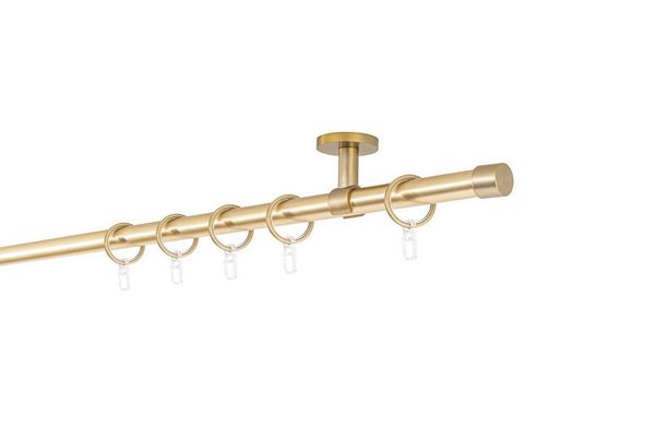 ondeco Gardinenstange Rundrohr Deckenabstand 4cm Kappe, Ø 20 mm, 1-läufig-läufig, Wunschmaßlänge, Bohren, verschraubt