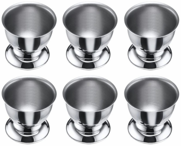 WESTMARK Eierbecher 6 Stk, mit Fuß, stapelbar, ø 5 cm, Rostfreier Edelstahl, Silbe