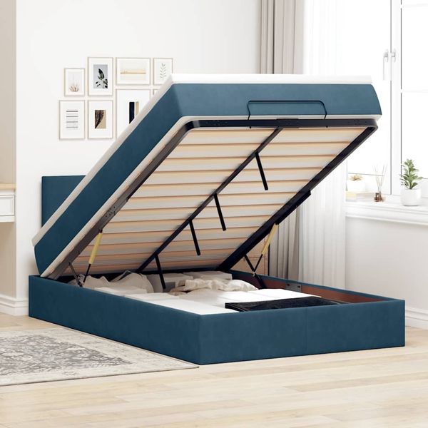 vidaXL Ottoman-Bett mit Matratze Dunkelblau 120x190 cm Samt 3311691