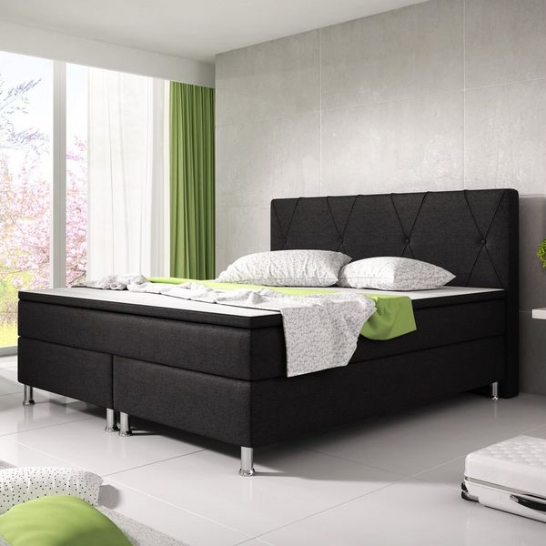 Boxspringbett Boston 140x200 cm Webstoff Schwarz