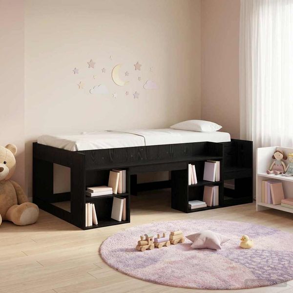 vidaXL Kinderbettgestell mit Stauraum Schwarze Eiche 75 x 190 cm 3422636