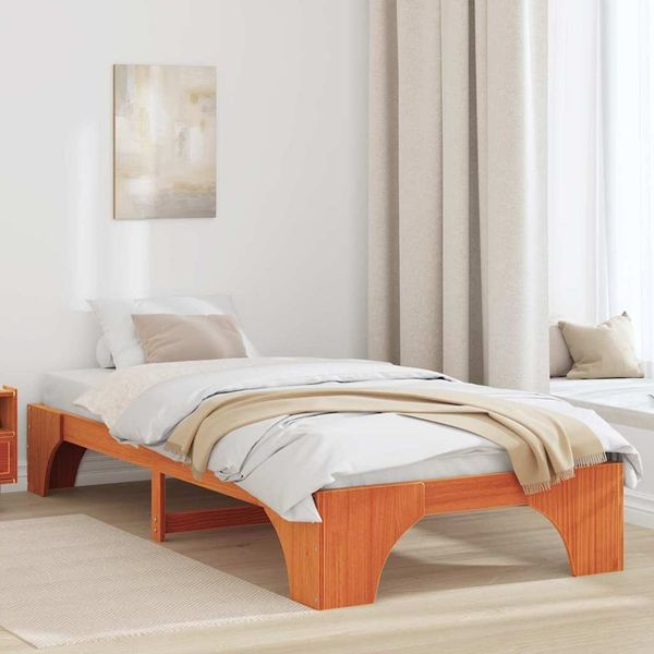 vidaXL Bettrahmen Wachsbraun 75 x 190 cm Massives Kiefernholz 872973