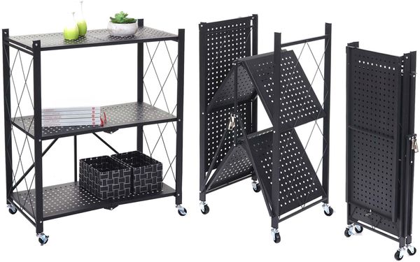 Regal HWC-J85, Standregal Wohnregal, faltbar/klappbar Stahl ~ schwarz, 3 Ebenen