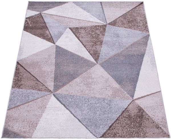 Paco Home Teppich Bari 874, rechteckig, Höhe: 13 mm, Kurzflor, modernes geometrisches Design, Used-Look
