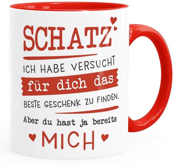 MoonWorks Tasse Kaffee-Tasse Schatz ich habe versucht für dich das beste Geschenk zu finden Geschenkidee Weihnachten Geburtstag Valentinstag Moonworks®, Keramik