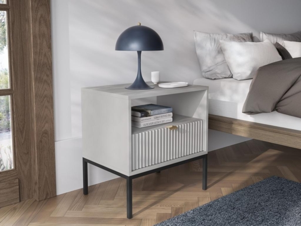 Vente-unique - 2er-Set Nachttische mit 1 Schublade & 1 Ablage - Grau - LIOUBA von Pascal Morabito