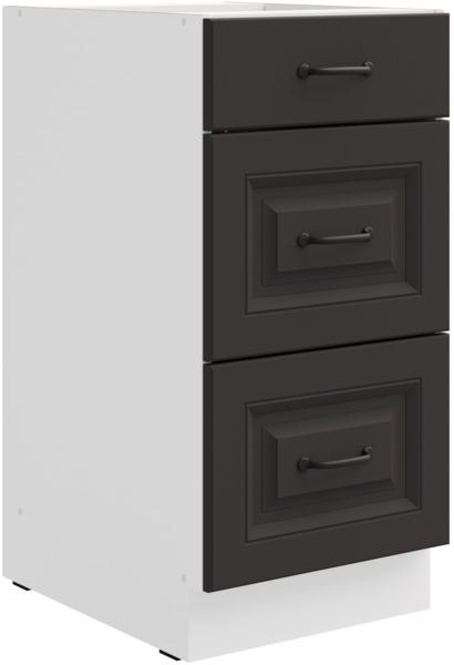 Küchen Unterschrank 40 cm Stilo Grau + Weiss Vollauszug Soft-Close Küche Einbauküche Landhaus