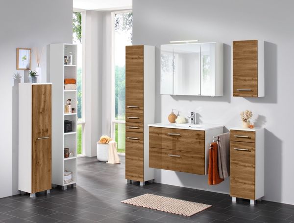 welltime Hochschrank Trento, verschiedene Ausführungen und Farben Badmöbel, Seitenschrank Breite 30 cm, viel Stauraum, Made in Germany
