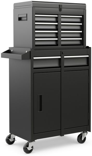 2 in 1 Werkstattwagen inkl. Koffer & 8 Fächer & Haken & Verstellbarem Regal 100 kg Tragkraft