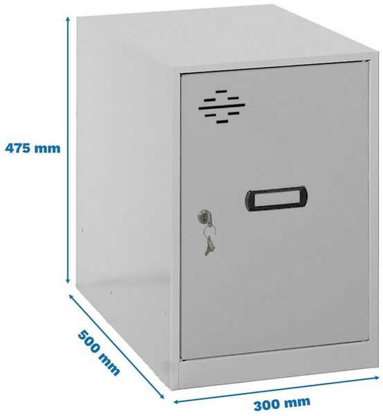 PROREGAL® Spind Schließfach AMEGO 47,5x30x50cm Ohne Füße Grau-Grau