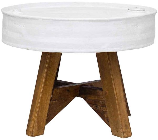 Couchtisch, Sofatisch Altholz Massiv 60x45 cm Weiß