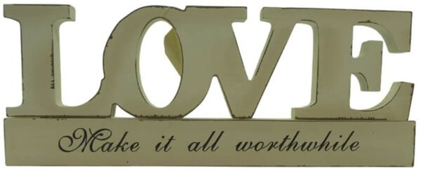 Romantischer Schriftzug "LOVE" aus hochwertigem Holz in charmantem Shabby weiß