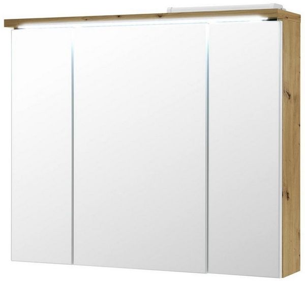 Badmöbel 'POOL Spiegelschrank inkl. Beleuchtung Artisan Eiche weiß
