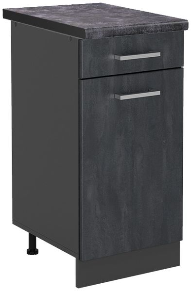 Küchenunterschrank R-Line Schwarz Beton 40 cm AP Anthrazit Vicco