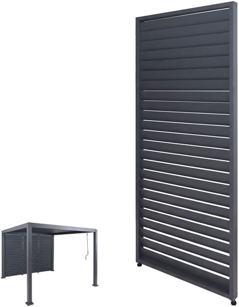 Lamellenwand für Pergola HWC-P65, Lamellenpaneel Modul Paneel Seitenwand, Aluminium 220x90cm ~ anthrazit