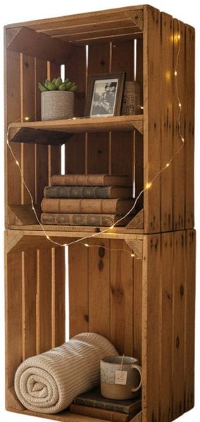 Obstkisten SET Vintage Natur mit Zwischenbrett Quer 50 x 40 x 30cm