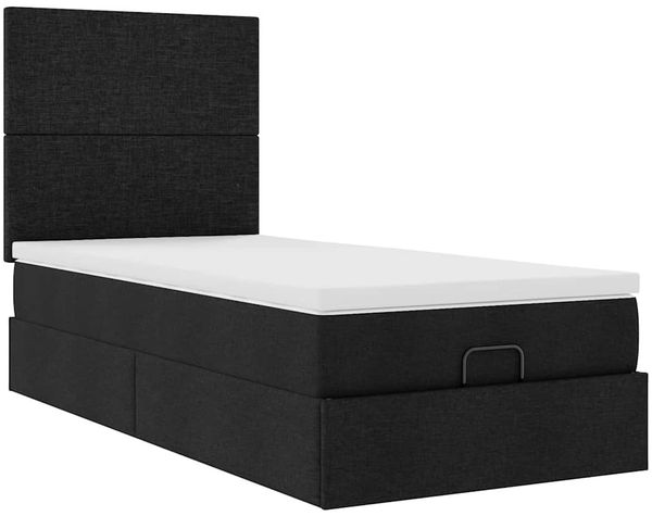 vidaXL Ottoman-Bett mit Matratze & LEDs Schwarz 100x200 cm Stoff 3313901 Bild 7