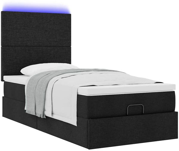 vidaXL Ottoman-Bett mit Matratze & LEDs Schwarz 100x200 cm Stoff 3313901 Bild 6