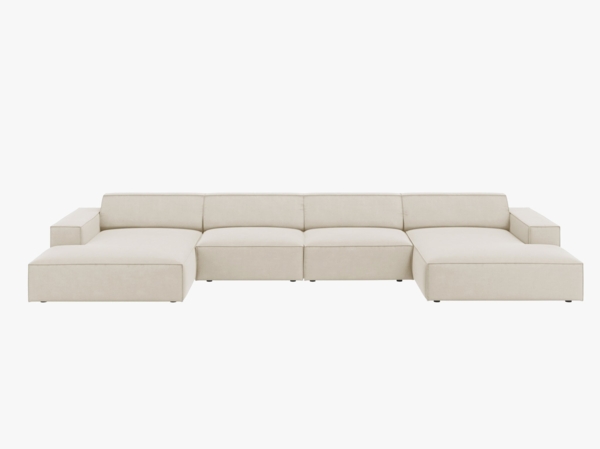 Micadoni Panorama-Sofa Jodie 6-Sitzer Samt Bluvel Dunkelbeige