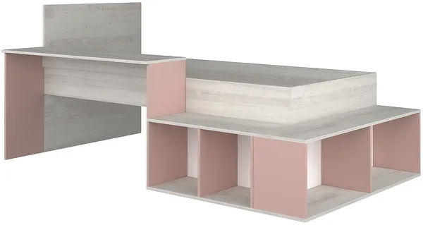 Vente-unique - RIGALI Bett Holz, Platte PuderrosaBeige - B 128,8 cm x H 100,5 cm x L 204,4 cm233,2 cm