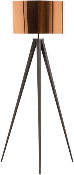 'Stiletto' Stehlampe Schwarz Metall 156 cm runder Schirm in Kupfer Dreibeinig langes Kabel mit Schalter Modernes Design