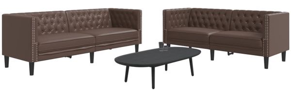 vidaXL 2-tlg. Chesterfield-Sofa-Set Braun Kunstleder 3209276
