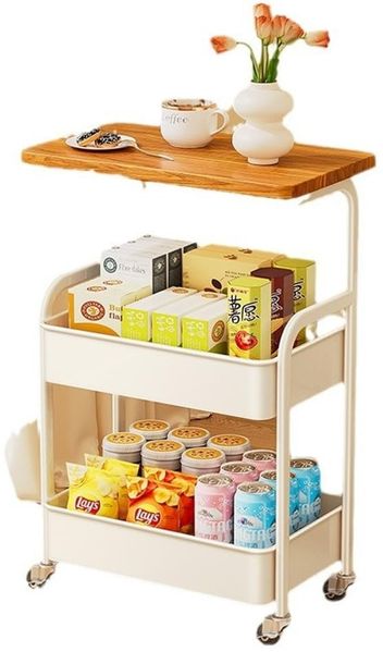 GarveeLife Rollwagen Mit 3 Ebenen, Bücherwagen, Servierwagen, Küchenwagen, Nischenregal Auf Rollen, Für Küche Wohnzimmer Haus Büro, 43 x 29.5 x 77 cm