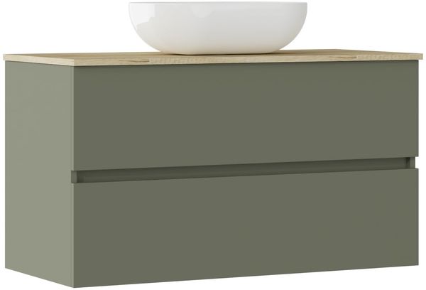 Baikal Badezimmermöbel-Set Natur, inkl. Waschbecken, Wandmontage, mit Keramikwaschbecken, Verschiedene Ausführungen und Maße, montiert.
