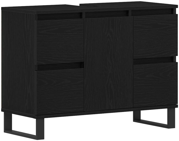 vidaXL Badezimmerschrank mit Tür Schwarz Eichen-Optik 80 x 33 x 60 cm 862895