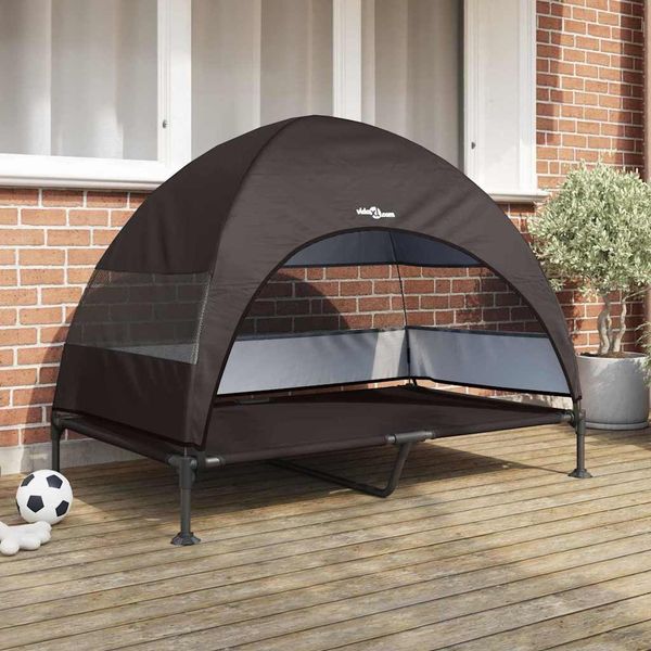 vidaXL Hochgelegtes Hundebett Braun 127 x 81 x 108 cm Stoff und Stahl 42008220