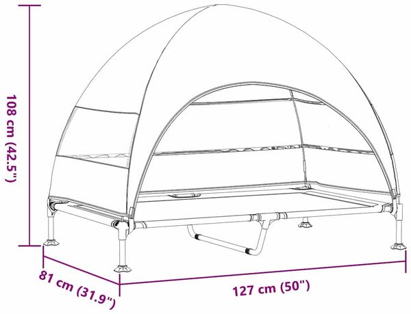 vidaXL Hochgelegtes Hundebett Braun 127 x 81 x 108 cm Stoff und Stahl 42008220 Bild 11
