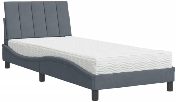 vidaXL Bett mit Matratze "Hanko" Dunkelgrau 80x200 cm Samt 3208563 Bild 1