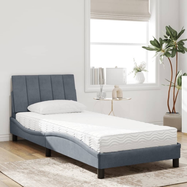 vidaXL Bett mit Matratze "Hanko" Dunkelgrau 80x200 cm Samt 3208563 Bild 2