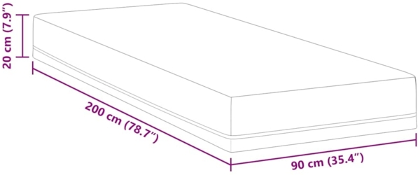 vidaXL Matratze Weiß und Blau 90 x 200 cm Gel-Speicherschaum 4106338 Bild 10